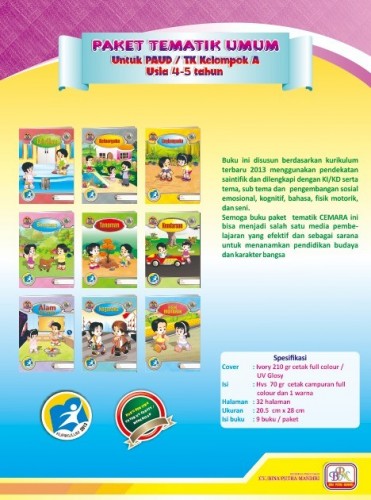 Buku Paket Tematik Umum Kel. A (usia 4-5 th)