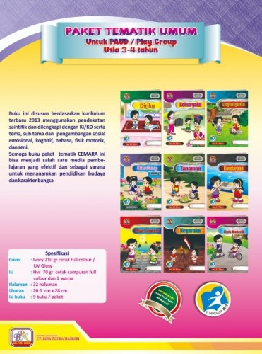 Buku Paket Tematik Umum Kel. PG (usia 3-4 th)